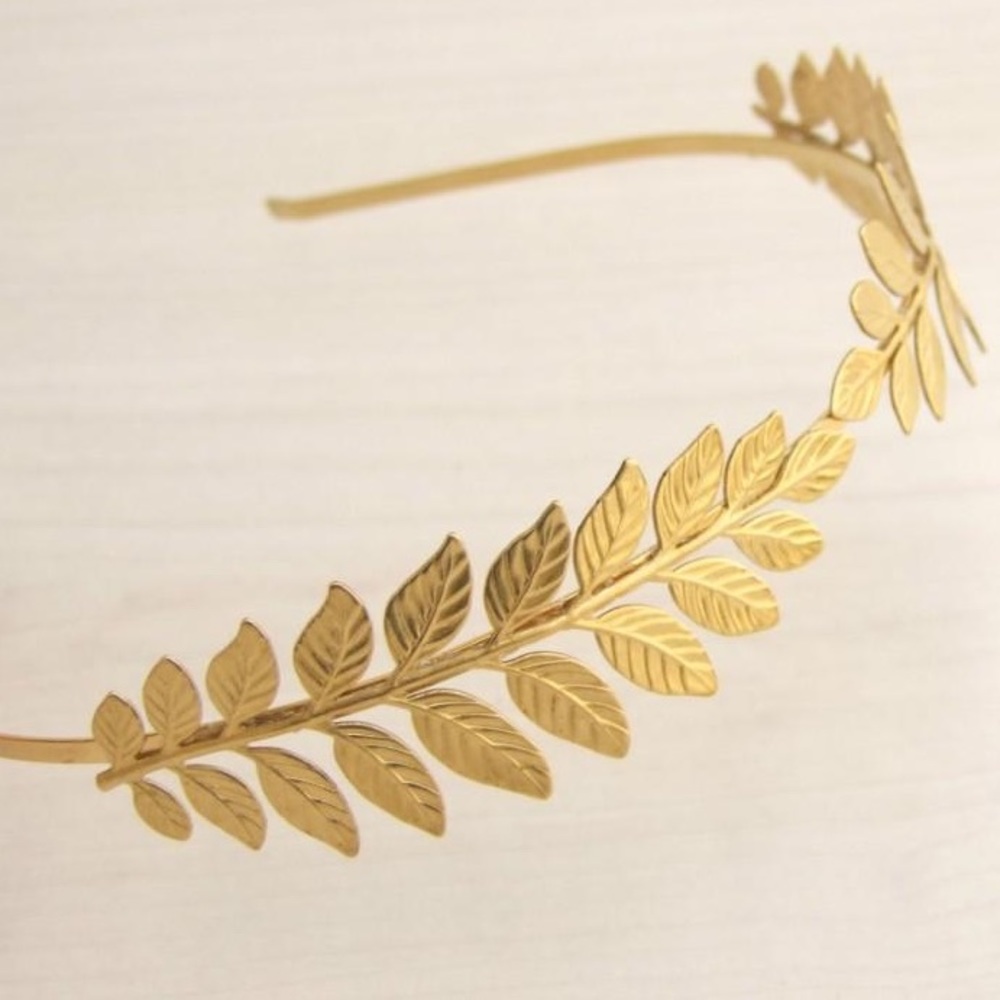 Exquisite Golden Leaves Wreath Headband Crown